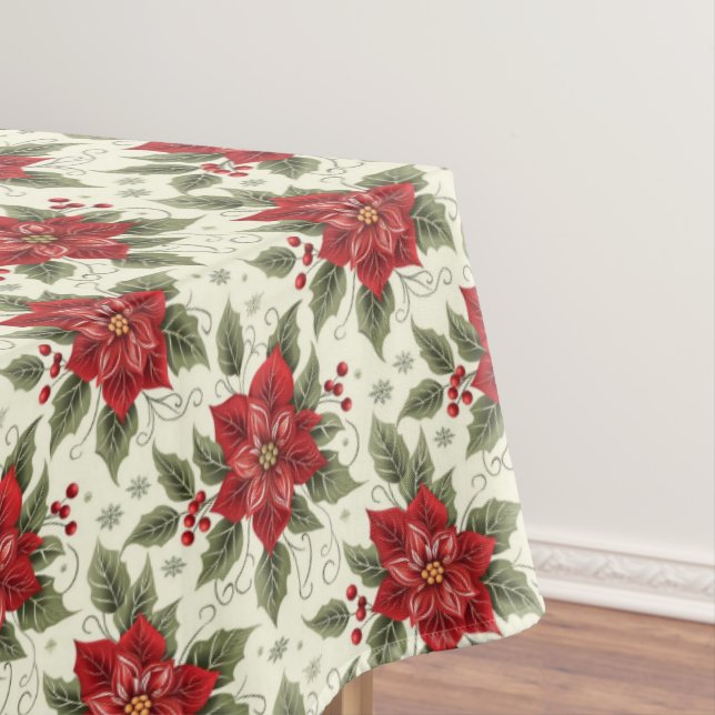Mantel Elegantes Navidades Poinsettia Floral Tablecloth (In Situ)