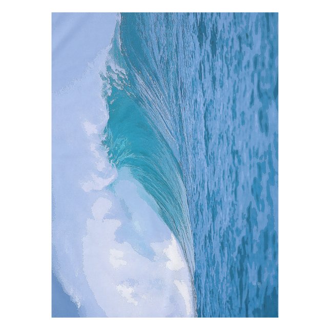 Mantel Elegantes Olas Azules de Olas de Árílico| (Anverso)