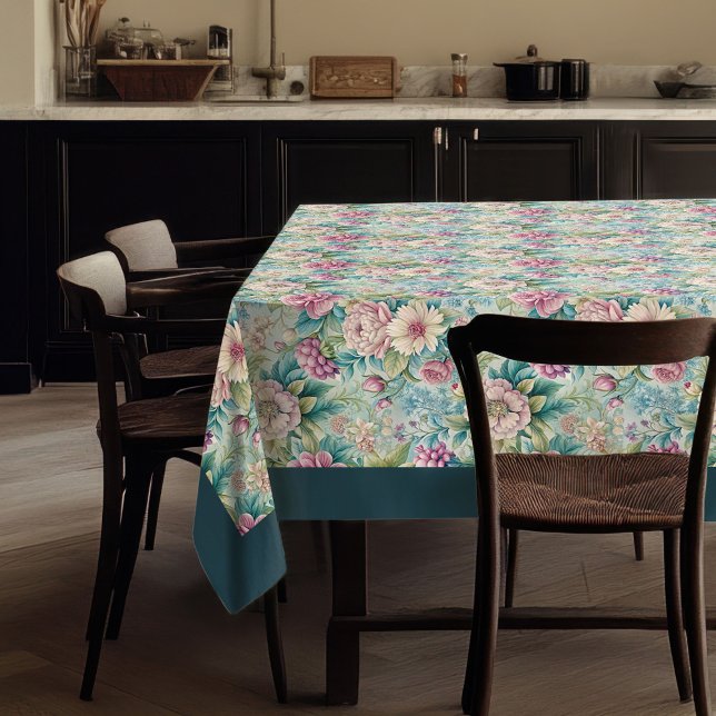 Mantel Elegantes Patrones Botánicos Ornatos Orgánicos de  (Elegant Rococo Floral Ornate Botanical Patterns Tablecloth)