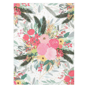 Mantel Elegantes Purpurinas blancos florales y dorados