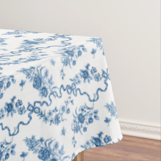 Mantel Elegantes Rosas azules grabados de época y cintas