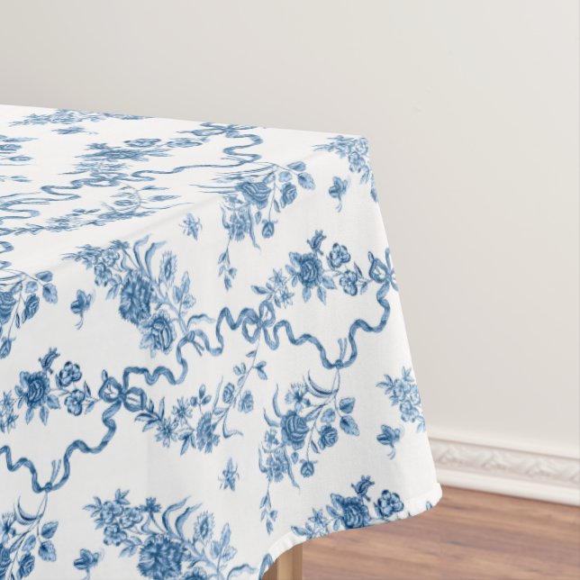 Mantel Elegantes Rosas azules grabados de época y cintas (In Situ)