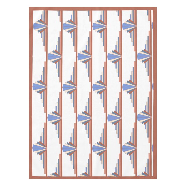 Mantel Elementos Art Decó en oro y azul rosa (Anverso)