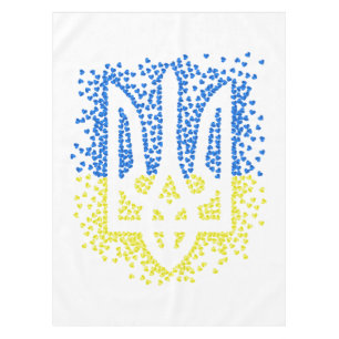 Mantel Emblema ucraniano trident tryzub esparce corazones