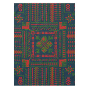 Mantel Embroideric palestino Tatreez color verde rojo 5 P