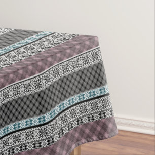 Mantel Encaje de patchwork marrón negro y blanco