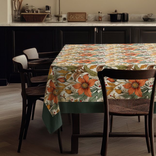 Mantel Encantador sabio de flores blancas de terracota de (Charming autumn terracotta white flowers sage tablecloth)