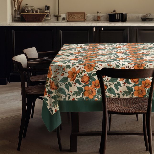 Mantel Encantador sabio de flores blancas de terracota de (Charming autumn terracotta white flowers sage tablecloth)