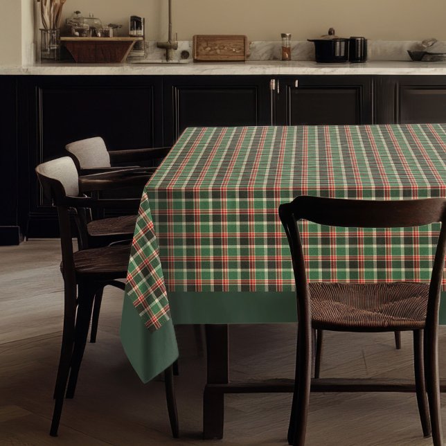 Mantel Encuentro festivo clásico del tartán verde rojo (Classic Red Green Tartan Festive Holiday Gathering Tablecloth)
