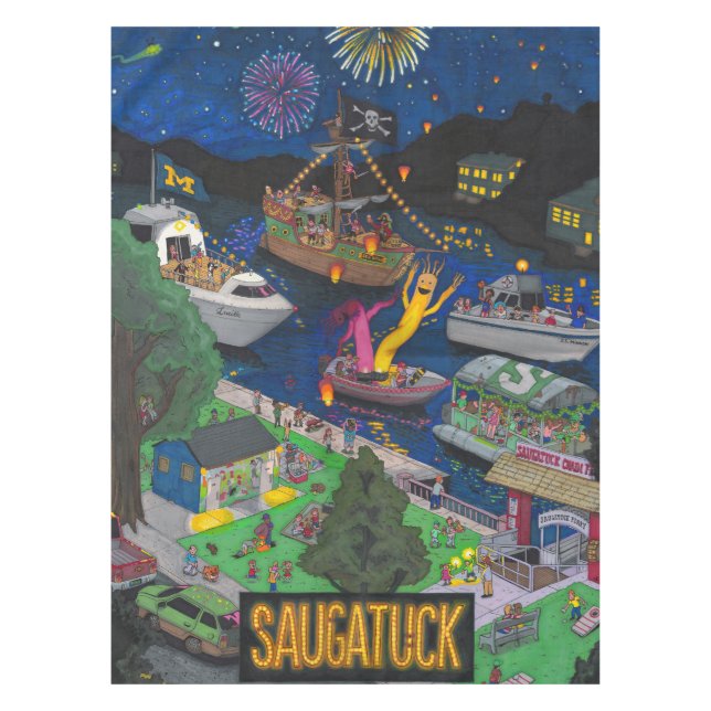 Mantel ENORME del algodón de Saugatuck (noche) (Anverso)