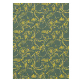 Mantel Esbozo de limón amarillo en verde oscuro