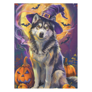 Mantel Escandaloso Husky Perro Halloween Calabaza de Bruj