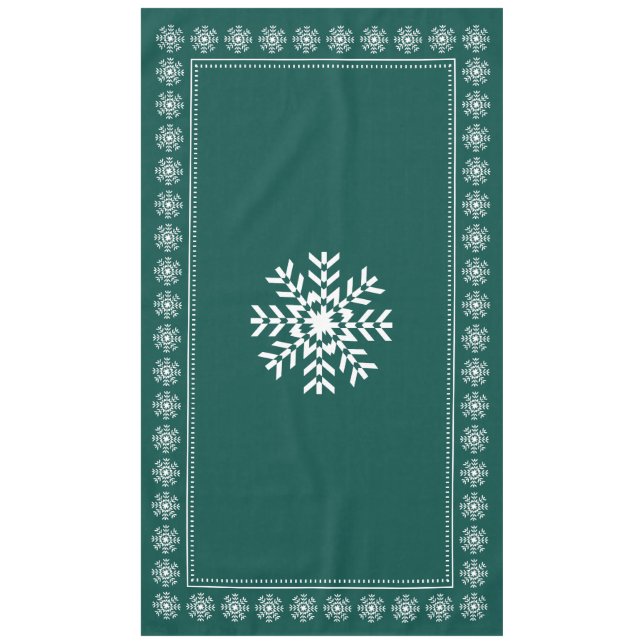 Mantel Escandinavo Forest Green y copo de nieve blanco (Anverso)