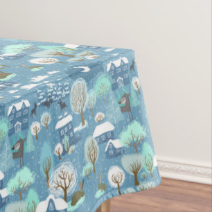Mantel Escena De Invierno Infantil En Tablero De Algodón
