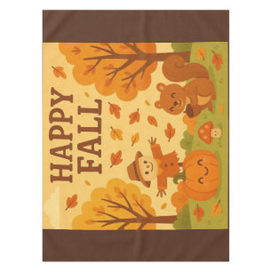 Mantel Escena de otoño con calabaza y ardilla
