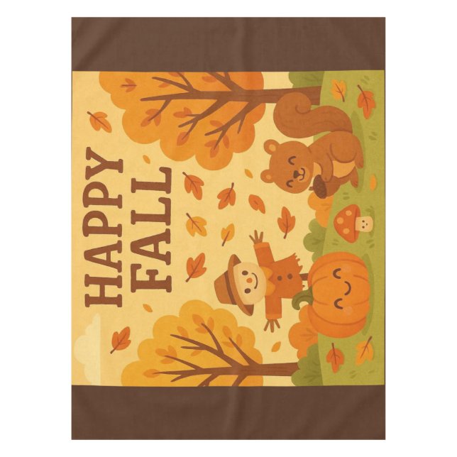 Mantel Escena de otoño con calabaza y ardilla (Anverso)