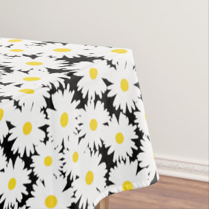 Mantel Espacio negativo Daisies amarillo blanco sobre neg