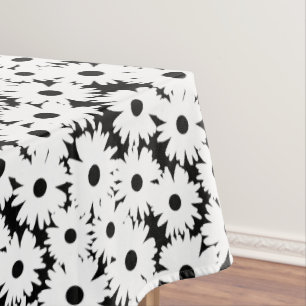 Mantel Espacios negativos Daisies blancos sobre negro