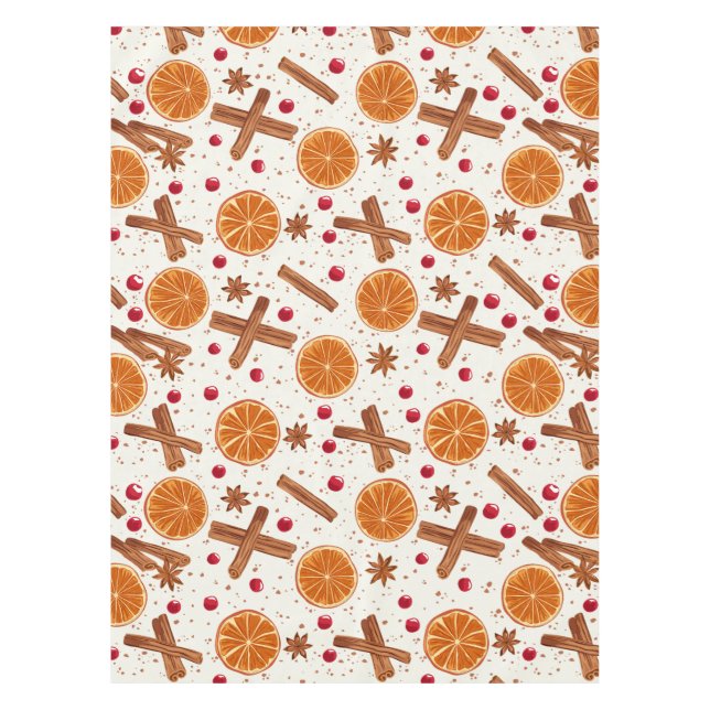 Mantel Especias de Navidad Dibujadas a Mano Naranja Canel (Anverso)