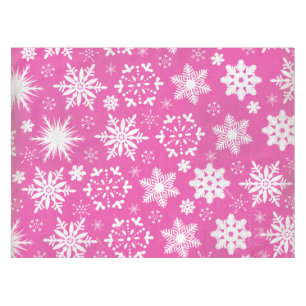 Mantel Espectaculares copos de nieve en Pink Tablecloth