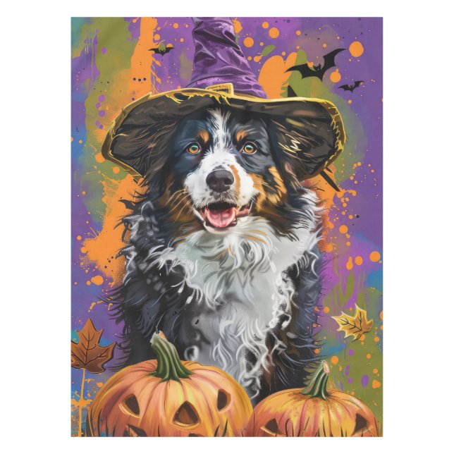 Mantel Espeluznante pastor australiano Halloween Calabaza (Anverso)