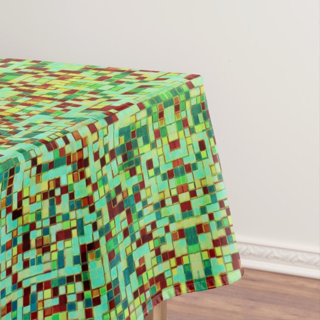 Mantel Espléndidos cuadrados verdes y naranjas o azulejos (In Situ)