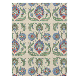 Mantel Estampa de arte floral geométrico vintage en azul 