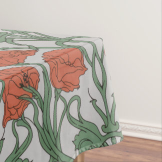 Mantel Estampa floral de amapola roja Art Nouveau