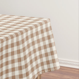 Mantel Estampado de cuadros de gingham boho en marrón y b