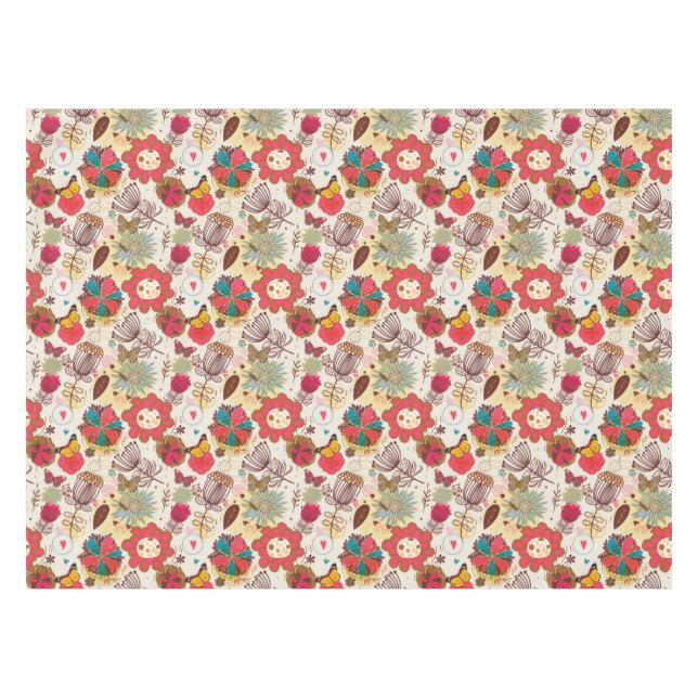 Mantel Estampado de flores en el estilo retro 4 (Frente (Horizontal))