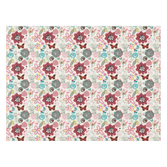 Mantel Estampado de flores en el estilo retro 5 (Frente (Horizontal))