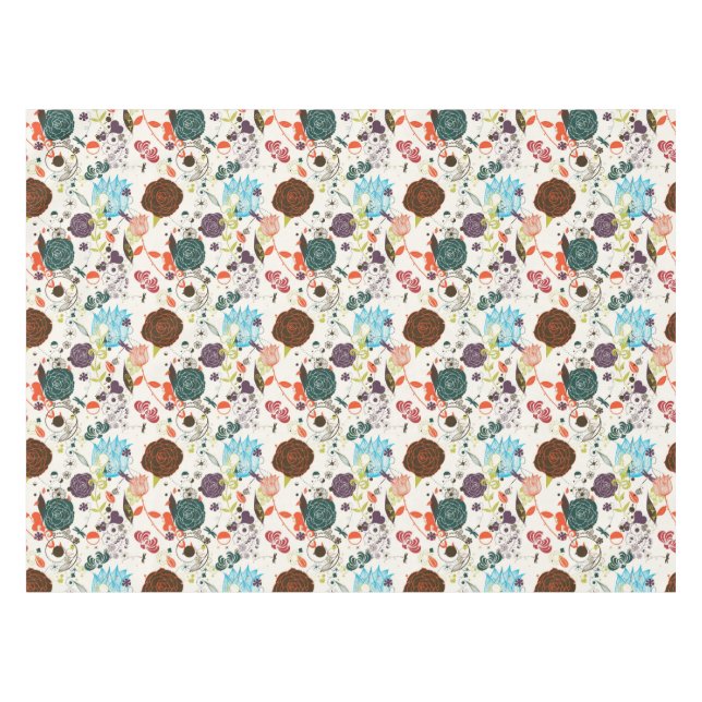Mantel Estampado de flores retro 2 (Frente (Horizontal))
