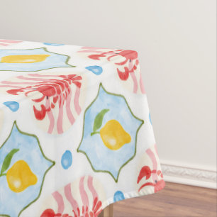 Mantel Estampado de Langosta y Limón – Acuarela Mediterrá