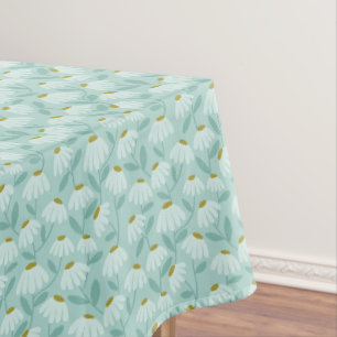 Mantel Estampado de Margaritas Florales Azul Turquesa y V