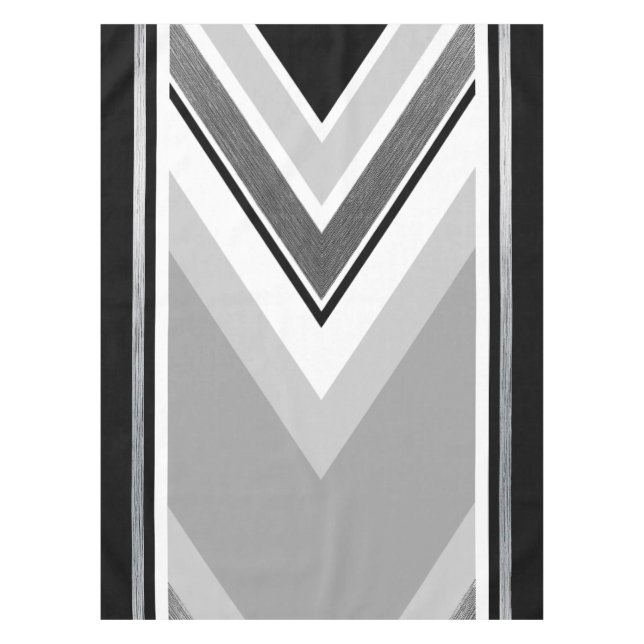 Mantel Estampado diagonal negro, gris, rayas metálicas (Anverso)