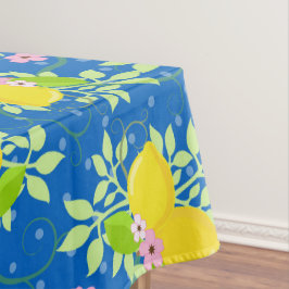 Mantel Estampado floral de limones azules y amarillos ver