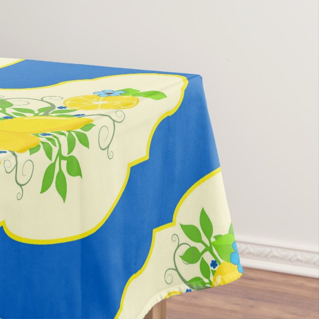 Mantel Estampado floral de limones azules y amarillos ver (In Situ)