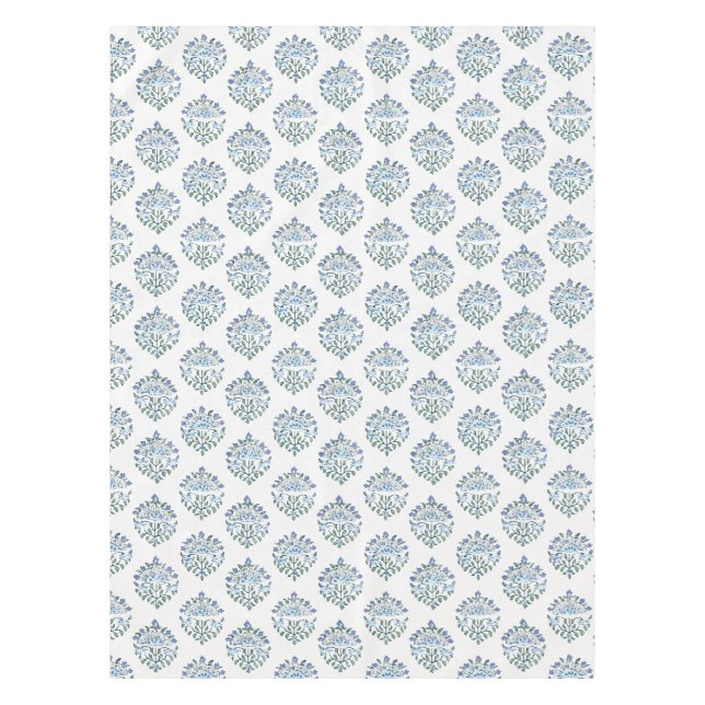 Mantel Estampado floral de medallón verde azul (Anverso)