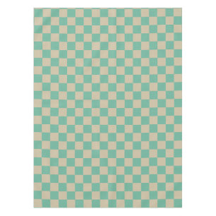 Mantel Estética Retro Patrón de Tablero de Ajedrez Menta