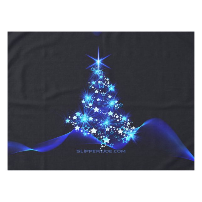 Mantel estilizado árbol de Navidad SlipperyJoe azul brill (Frente (Horizontal))