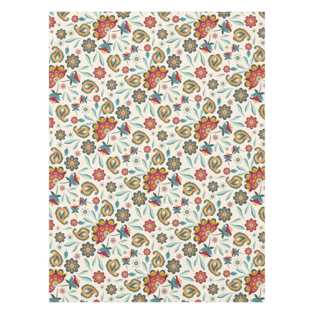 Mantel Estilo floral del indonesio de Boho del batik (Anverso)