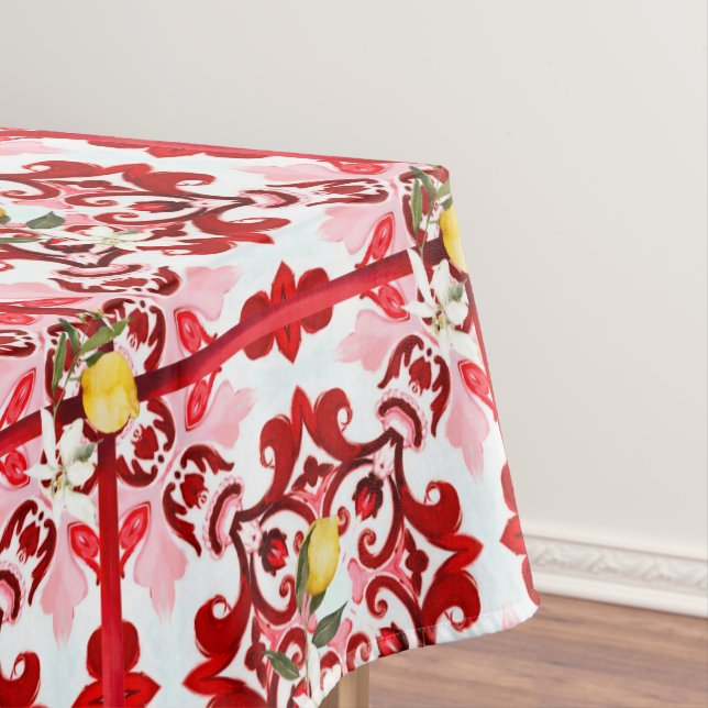 Mantel Estilo italiano,azulejos,majolica,limón ,Impresión (In Situ)