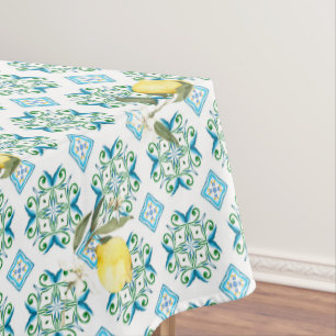 Mantel Estilo italiano,azulejos,majolica,limón ,Impresión