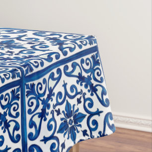 Mantel estilo italiano, mediterráneo, mosaico, azul,