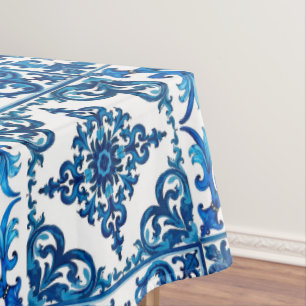 Mantel estilo italiano, mediterráneo, mosaico, azul,