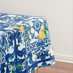 Mantel estilo italiano, mediterráneo, mosaico, azul,