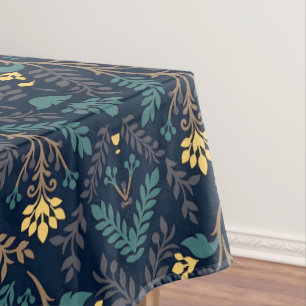 Mantel Estilo Patrón de Tela Azul Oscuro con Floral