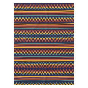 Mantel Estilo Retro de los 70 Navy y Mostaza Boho Chevron