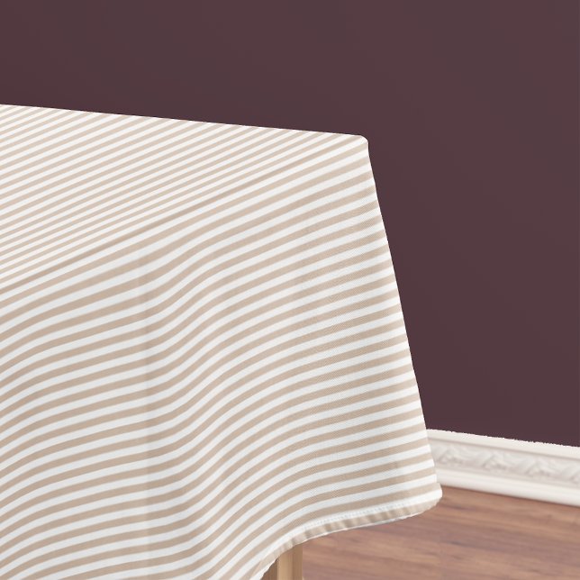 Mantel Estilo Rústico de Moda Café Patrón de Rayas Blanca (Rustic Chic Trendy Coffee White Striped Pattern Tablecloth)