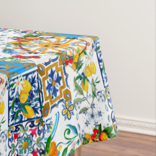 Mantel Estilo siciliano, arte de verano, limones